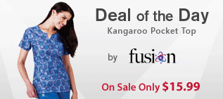 White Swan Fusion Women's Kangaroo Pocket Print Scrub Top
