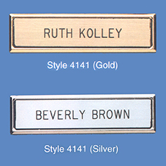 Silver Or Gold Engraved Name Tags With Matching Metal Frame Pin