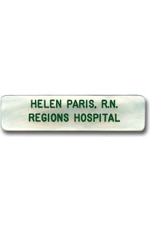 accessories: Large Ocean Pearl Engraved Name Tag With 2 Lines (26 Characters Max. Each Line) Pin