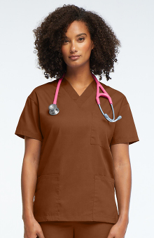 XXS: allheart Scrub Basics Women's 3-Pocket Solid Scrub Top