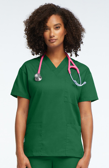 sale: allheart Scrub Basics Women's 3-Pocket Solid Scrub Top