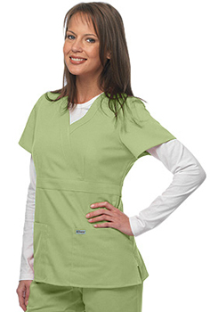 Grey's Anatomy Women's Junior Mock Wrap Solid Scrub Top
