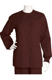 clearance10: Barco Uniforms Women's 3-Pocket Round Neck Snap Front Solid Scrub Jacket