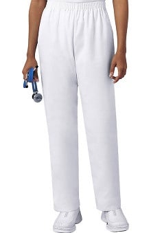 petite: Cherokee Women's White Elastic Waist Twill Pull-On Scrub Pants