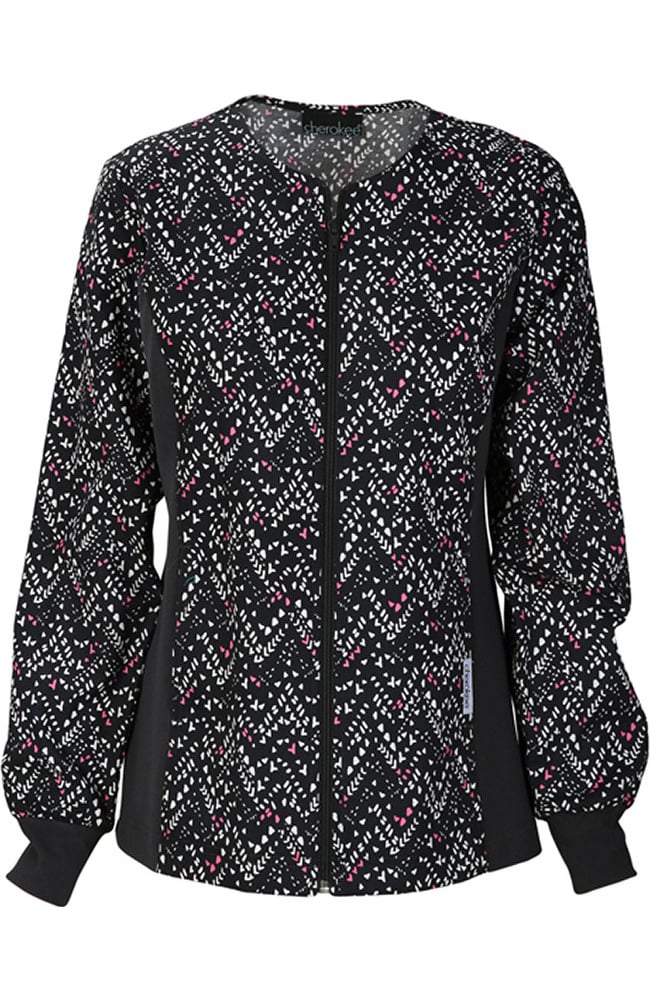 Cherokee Women's Zip Front Chevron Print Scrub Jacket
