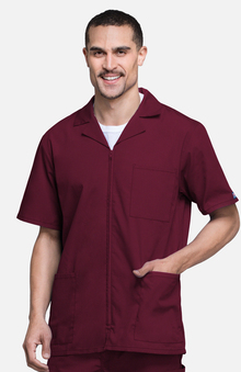MED: Cherokee Workwear Men's Zip Front Solid Scrub Jacket