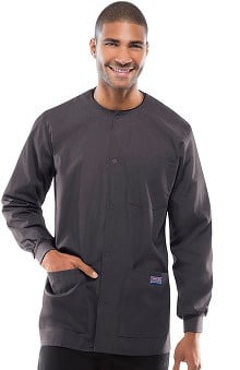 MED: Cherokee Workwear Unisex Snap Front Solid Scrub Jacket
