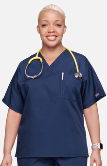 XXS: Cherokee Workwear Unisex V-Neck 1-Pocket Solid Scrub Top