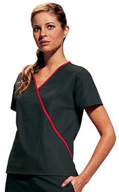 Cherokee Workwear Women's Mini Wrap Contrast Solid Scrub Top