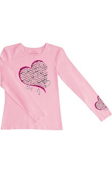 MED: Cherokee Workwear Women's Long Sleeve Heart Scrub T-Shirt