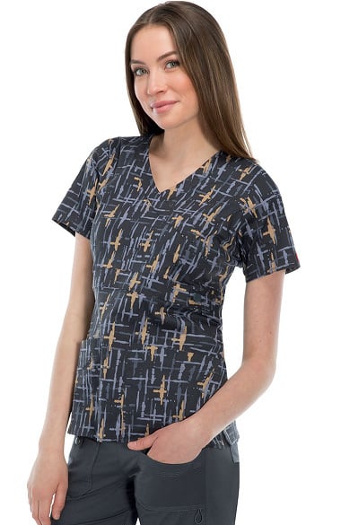 dickies scrubs women's gen flex mock wrap shirt