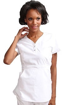 koihappiness.com: Koi Women's Justine Snap Button Solid Scrub Top