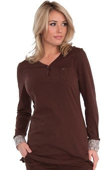 koihappiness.com: Koi Women's Carrie L/S Tee with Printed Cuff Solid Scrub Top