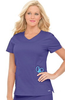 3XL: Landau Smart Stretch Women's "Bliss" Tunic Scoop Neck Solid Scrub Top with Pleats