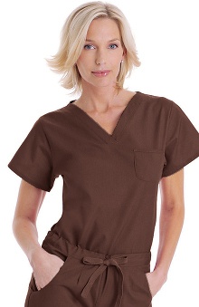 clearance10: Landau Women's Shaped V-Neck Tunic Solid Scrub Top
