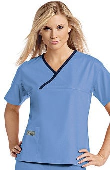 XXS: Urbane Women's Essentials Crossover Solid Scrub Top