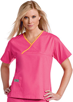 Urbane Women's Essentials Crossover Solid Scrub Top