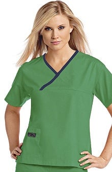 clearance10: Urbane Women's Essentials Crossover Solid Scrub Top