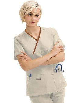 scrubs: Urbane Women's Essentials 2-Pocket Crossover Solid Scrub Top