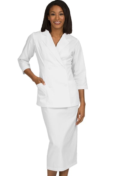 White Cross Womens 34 Sleeve Button Front Scrub Dress 