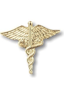 LGE: Prestige Medical Large Gold Caduceus Tac Pin