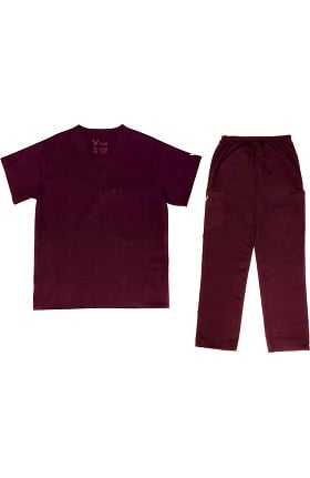 Vestex® Signature Stretch Unisex V-Neck Solid Scrub Top & Unisex Cargo Scrub Pant Set