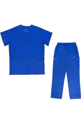 Vestex® Signature Stretch Unisex V-Neck 3 Pocket Solid Scrub Top & Unisex Cargo Scrub Pant Set