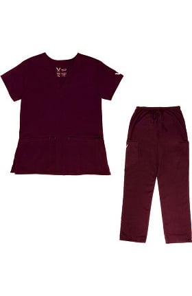 Vestex® Signature Stretch Women's V-Neck 2 Pocket Solid Scrub Top & Unisex Cargo Scrub Pant Set