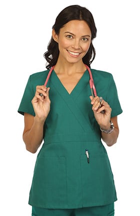 Clearance VESTEX® Basics Women's Mock Wrap Solid Scrub Top