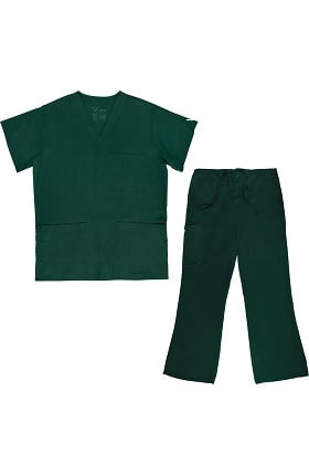Vestex® Signature Stretch Unisex V-Neck 3 Pocket Solid Scrub Top & Women's Flare Leg Cargo Scrub Pant Set