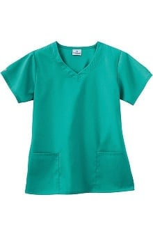 6XL: White Swan Ladies 3 Pocket V-Neck Solid Top