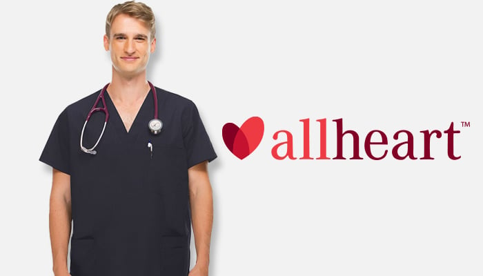 Man wearing black allheart mens scrubs