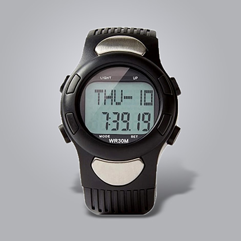 Black unisex digital heart rate and pedometer watch