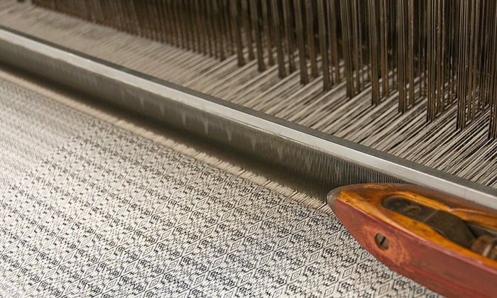 Close up of industrial dobby weaver in factory