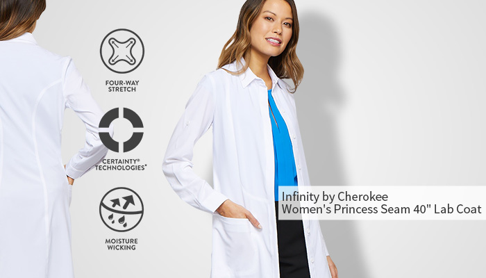 infinity by cherokee princess seam 40" lab coat