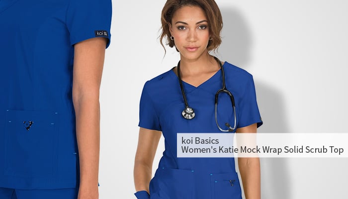 koi basics katie mock wrap solid scrub top