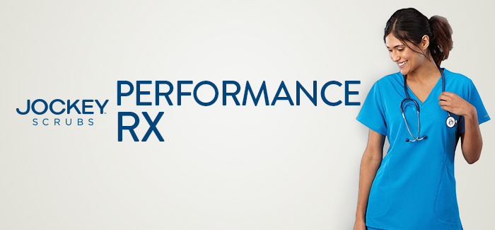 Nurse wearing ceil blue Performance RX Jockey® scrubs