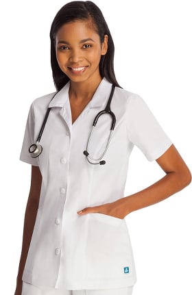 Universal Whiter Whites by Adar Women's Collared Princess Neckline Scrub Top