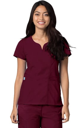 Universal Basics by Adar Women's Curved Neck Solid Scrub Top