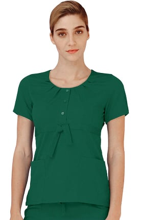 Clearance Indulgence by Adar Women's Scoop Neck Pleated Scrub Top