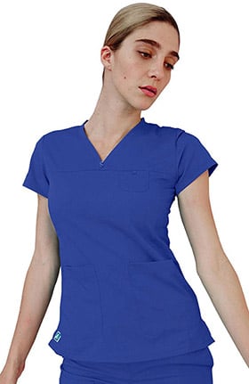 Indulgence by Adar Women's Curved V-Neck Scrub Top