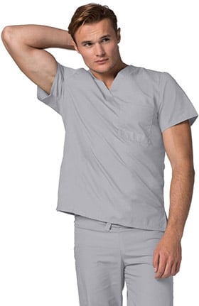 Universal Basics by Adar Unisex V-Neck 1 Pocket Tunic Solid Scrub Top