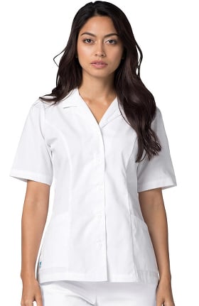 Universal Lab Coats by Adar Women's Lapel Collar Short Sleeve Lab Coat