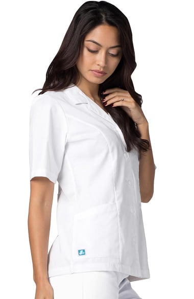 Universal Whiter Whites by Adar Women's Lapel Collar Solid Scrub Top