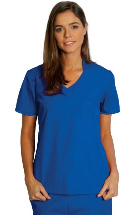 Universal Basics by Adar Women's Asian with Self Trim Solid Scrub Top