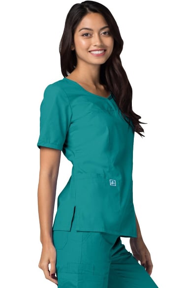 Universal Basics by Adar Women's Sweetheart V-Neck Solid Scrub Top