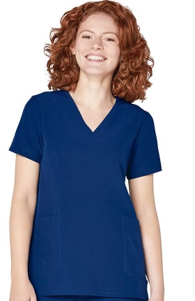 Addition by Adar Women's Modern V-Neck Solid Scrub Top