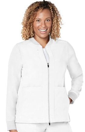 Addition by Adar Women's Zip Front Solid Bomber Scrub Jacket