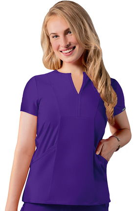 Addition by Adar Women's Notched Solid Scrub Top