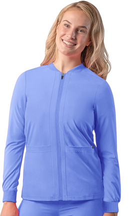 Addition by Adar Women's Bomber Zip-Up Solid Scrub Jacket